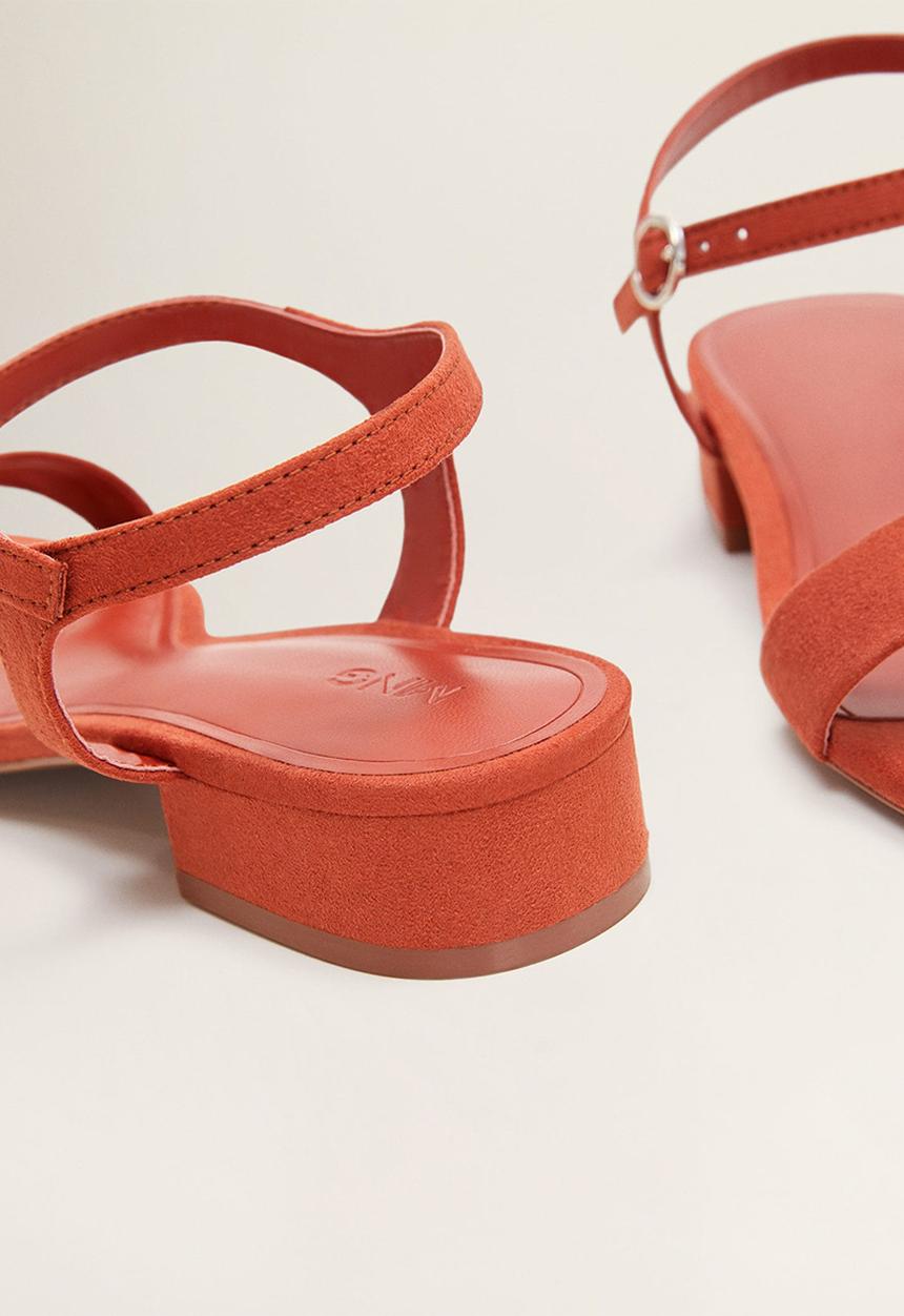 MANGO - Faux suede ankle bracelet block heel sandal - medium orange