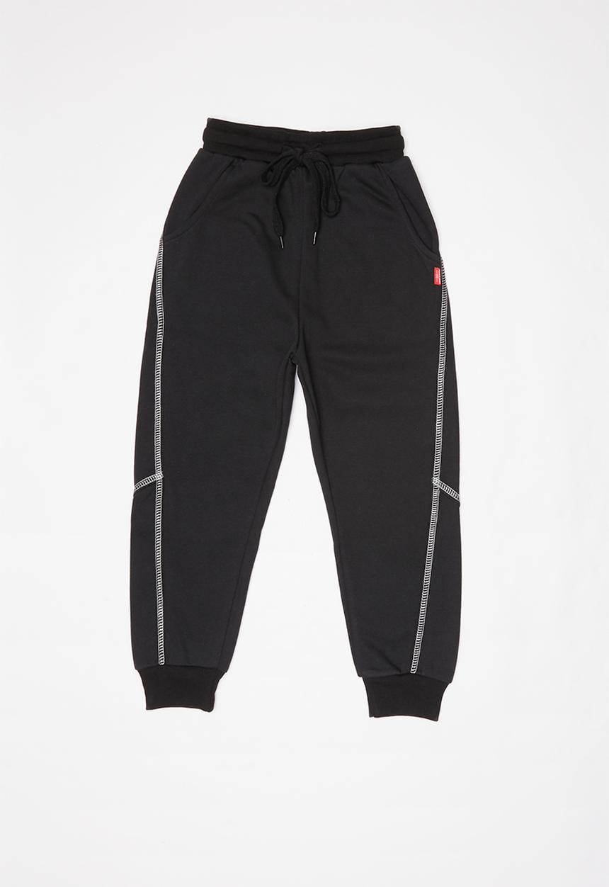 Pop Candy - Boys joggers with white stripe - black