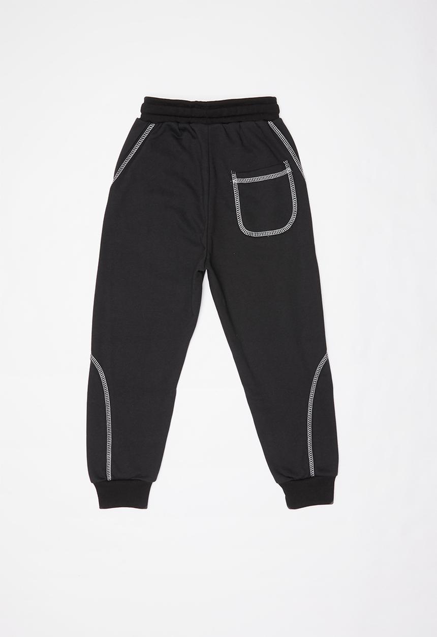 Pop Candy - Boys joggers with white stripe - black