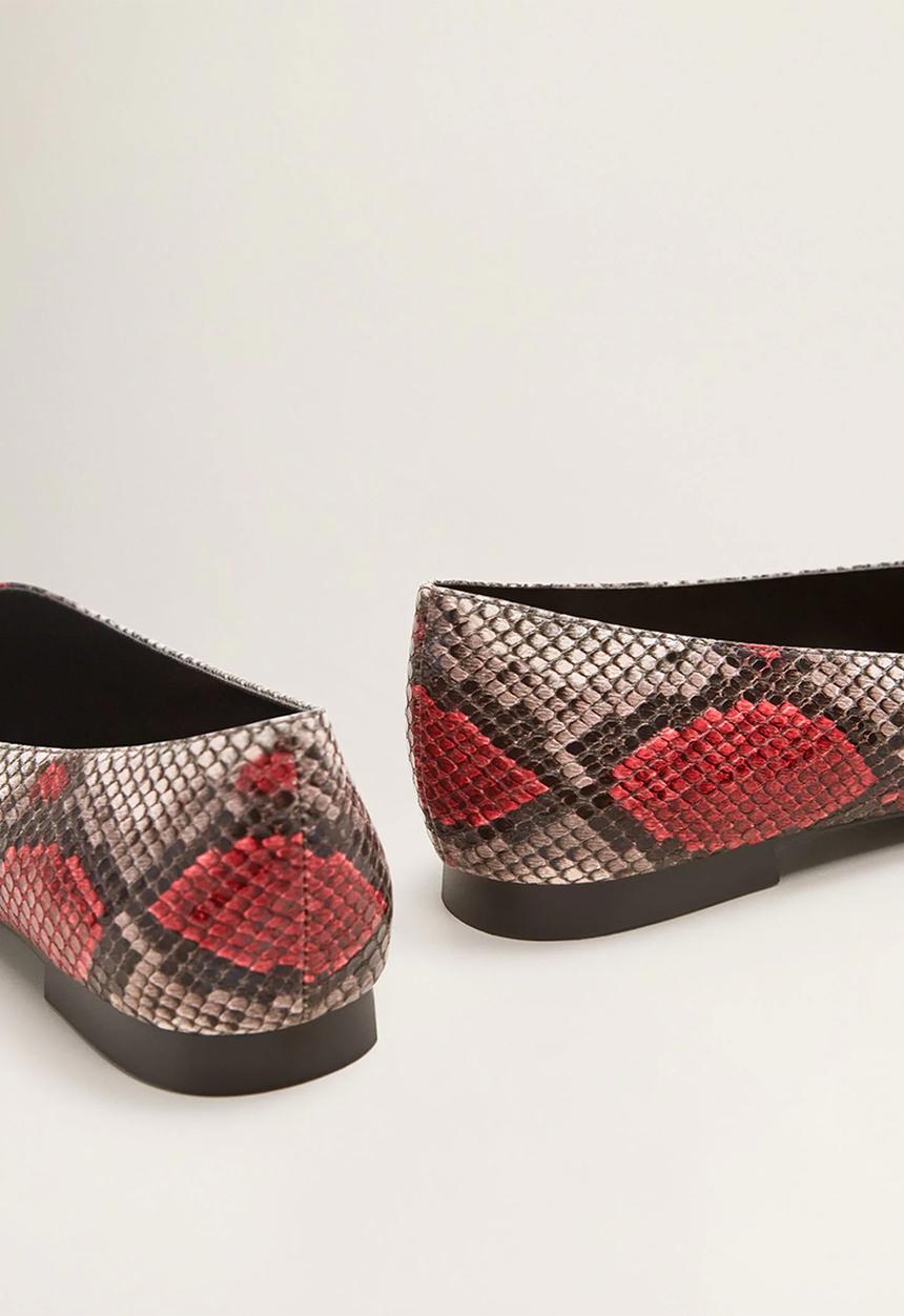 MANGO - Faux leather snakeskin pump - red