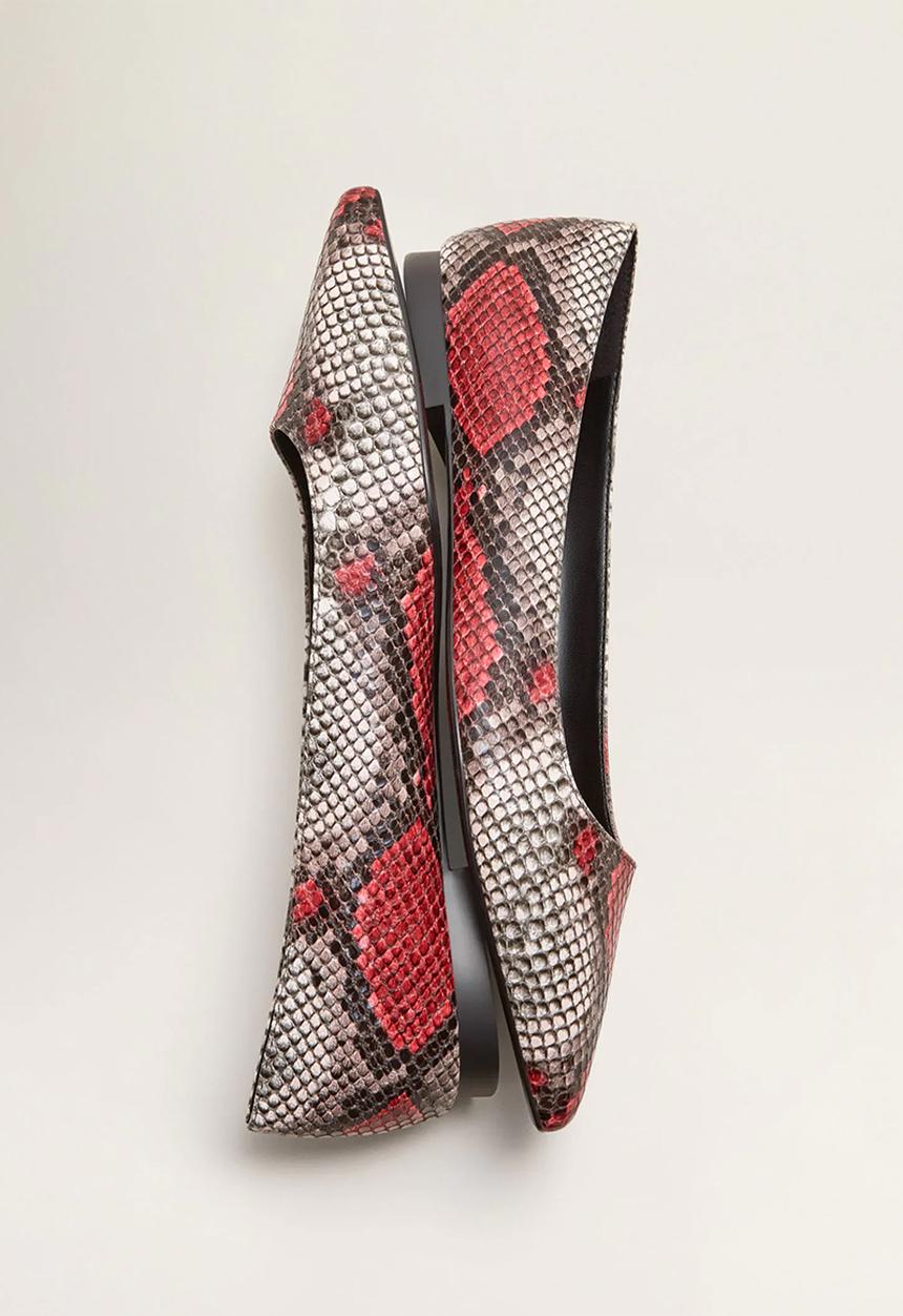MANGO - Faux leather snakeskin pump - red