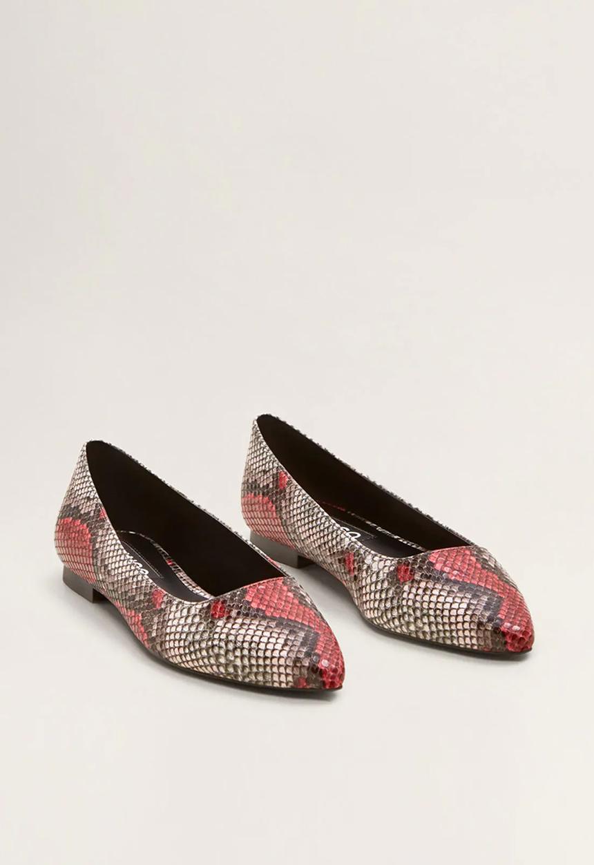 MANGO - Faux leather snakeskin pump - red