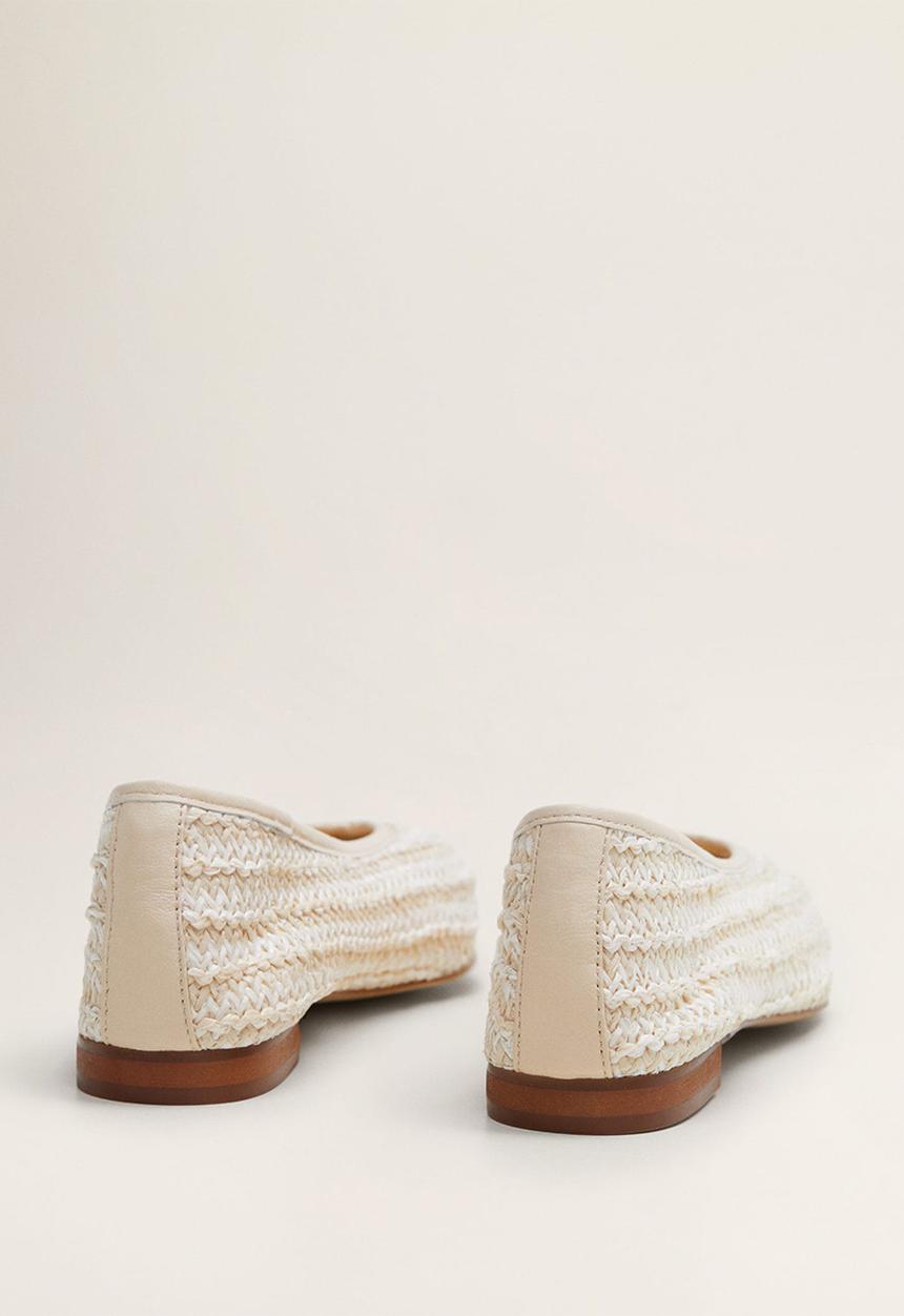 MANGO - Leather blend braided ballerina pump - light beige