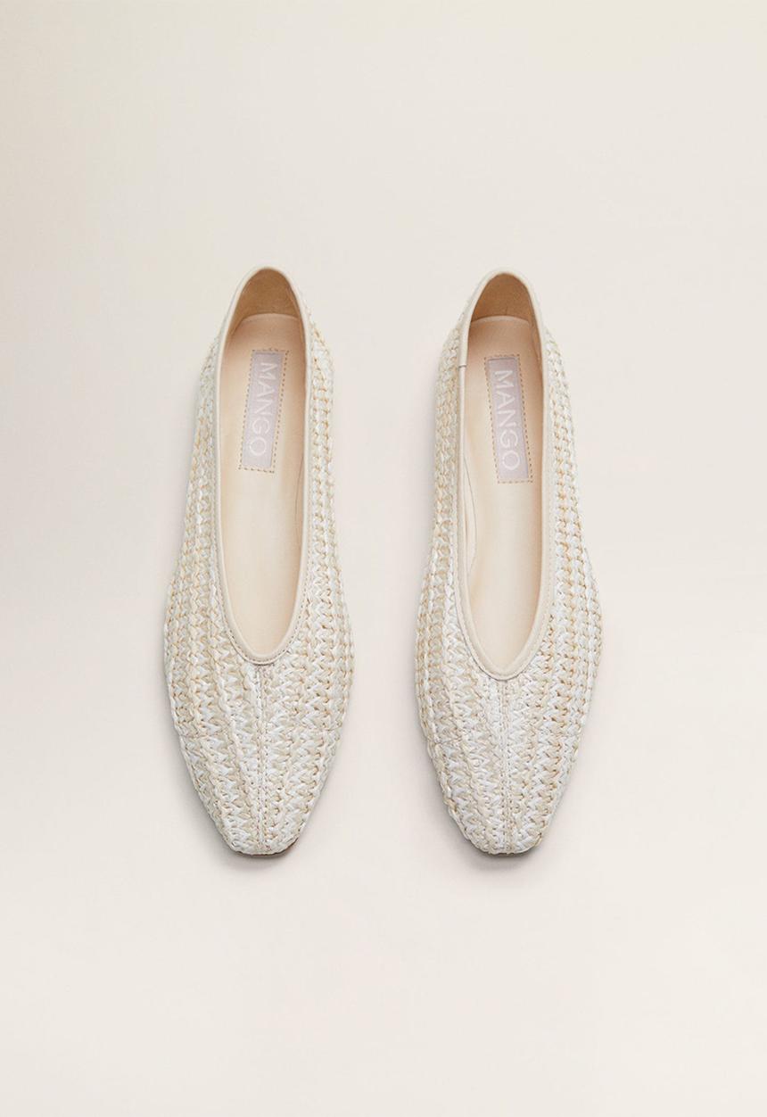 MANGO - Leather blend braided ballerina pump - light beige