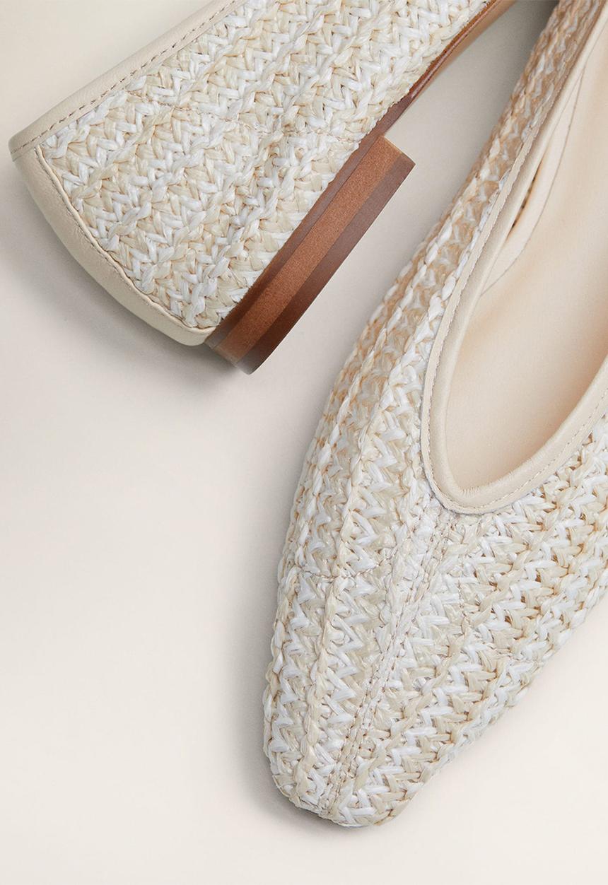 MANGO - Leather blend braided ballerina pump - light beige