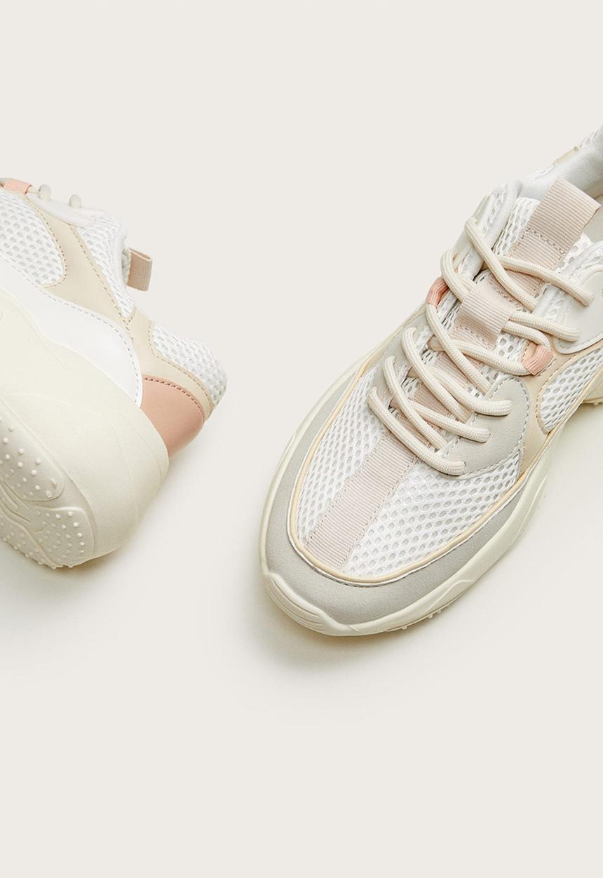 MANGO - Irene faux sneaker - white & peach
