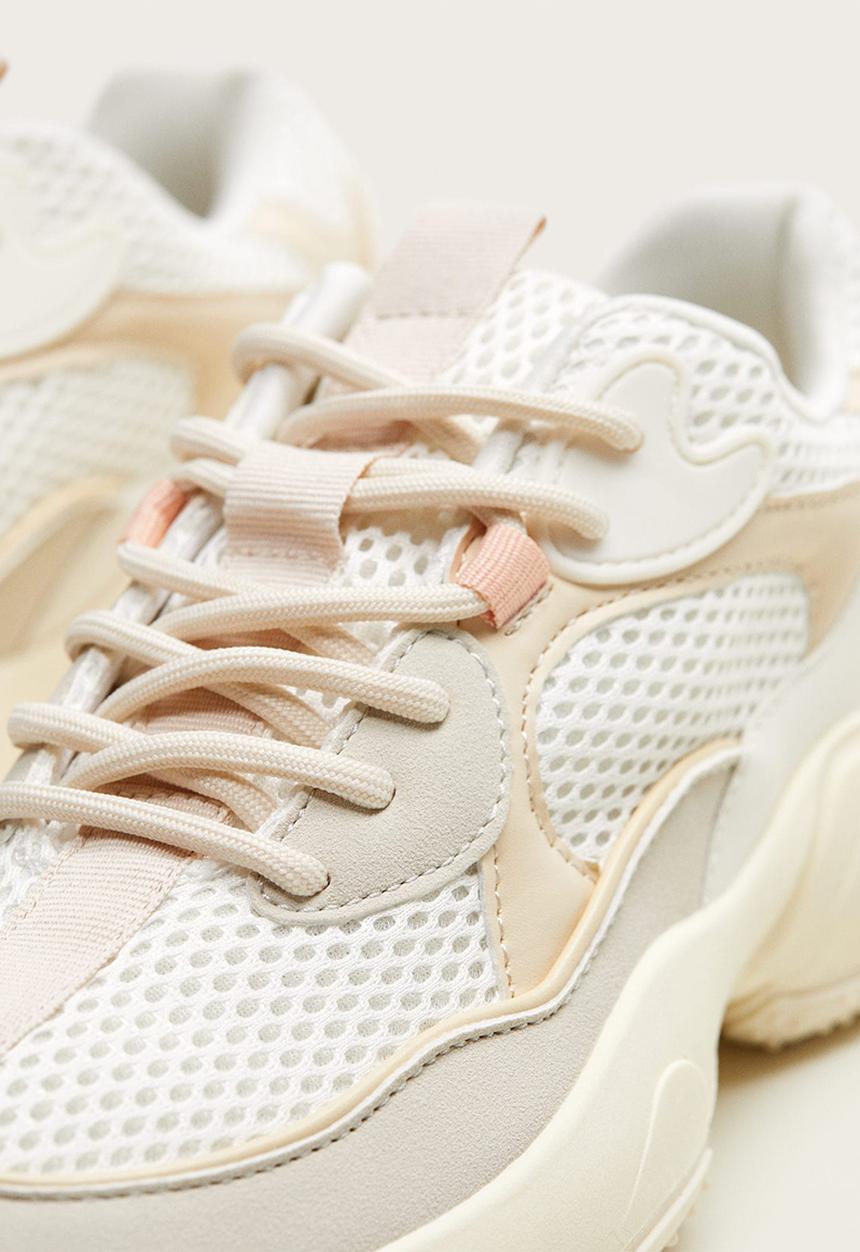 MANGO - Irene faux sneaker - white & peach