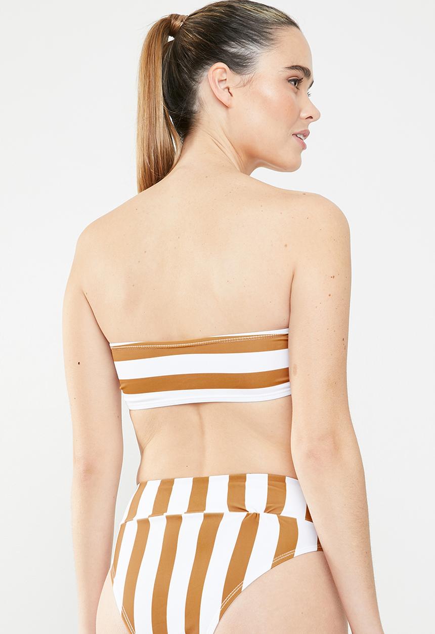 MSH - Beachy keen bikini top - brown & white