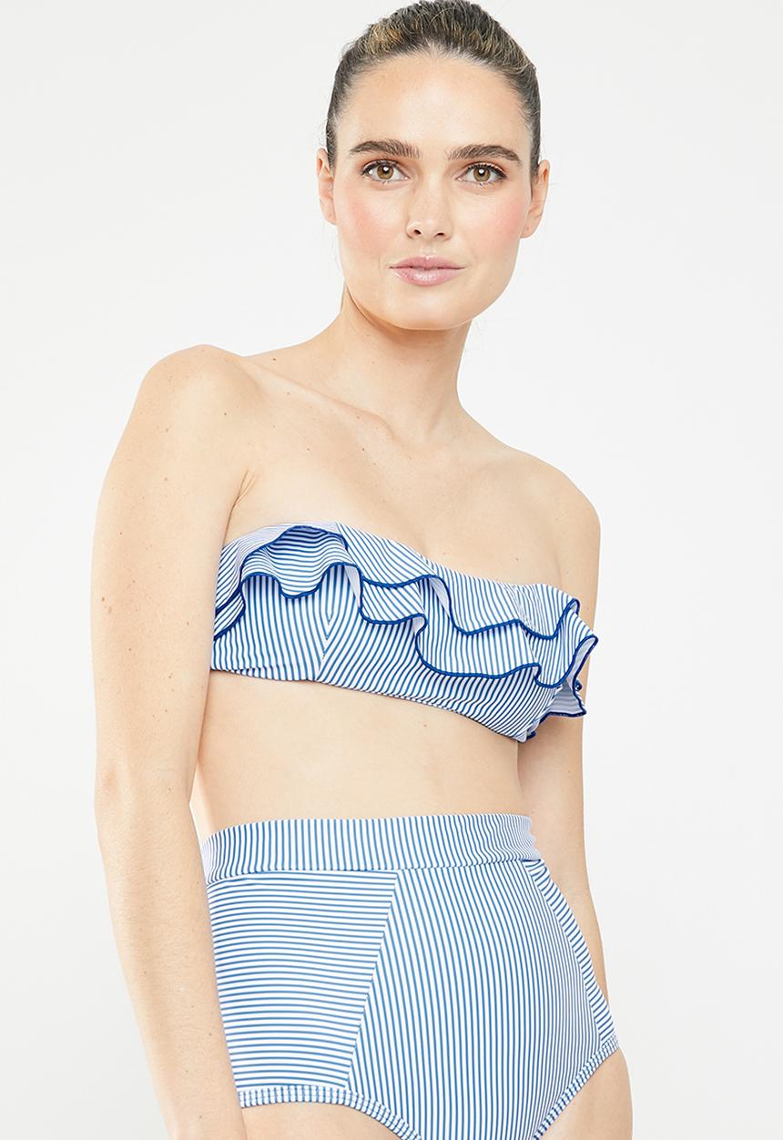 MSH - Blue skies bikini top - white & blue 