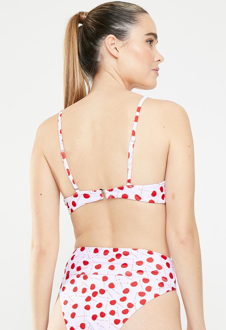 MSH - Cherry bomb bikini top - white & red 