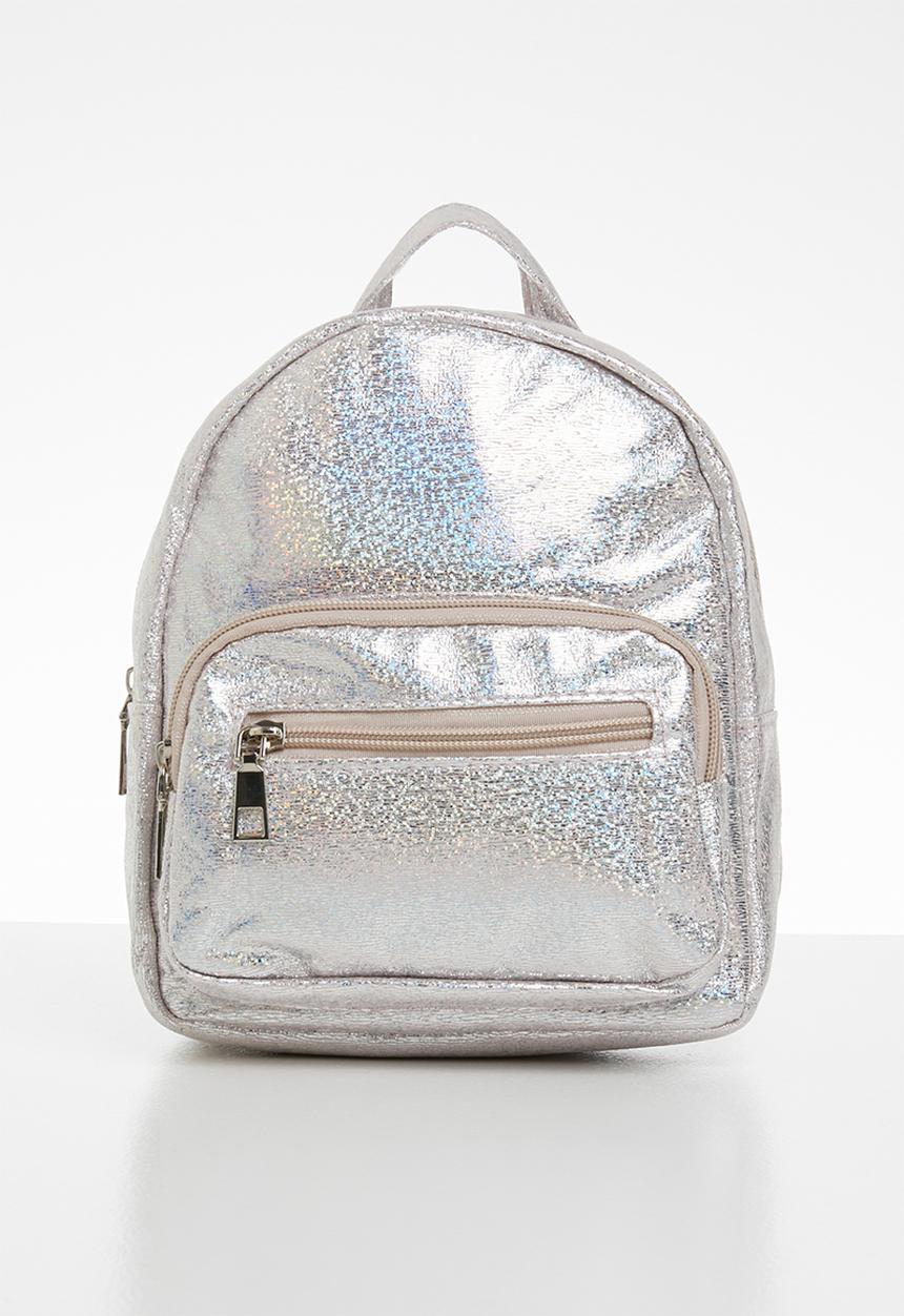 Pop Candy - Girls backpack with front zip - silver