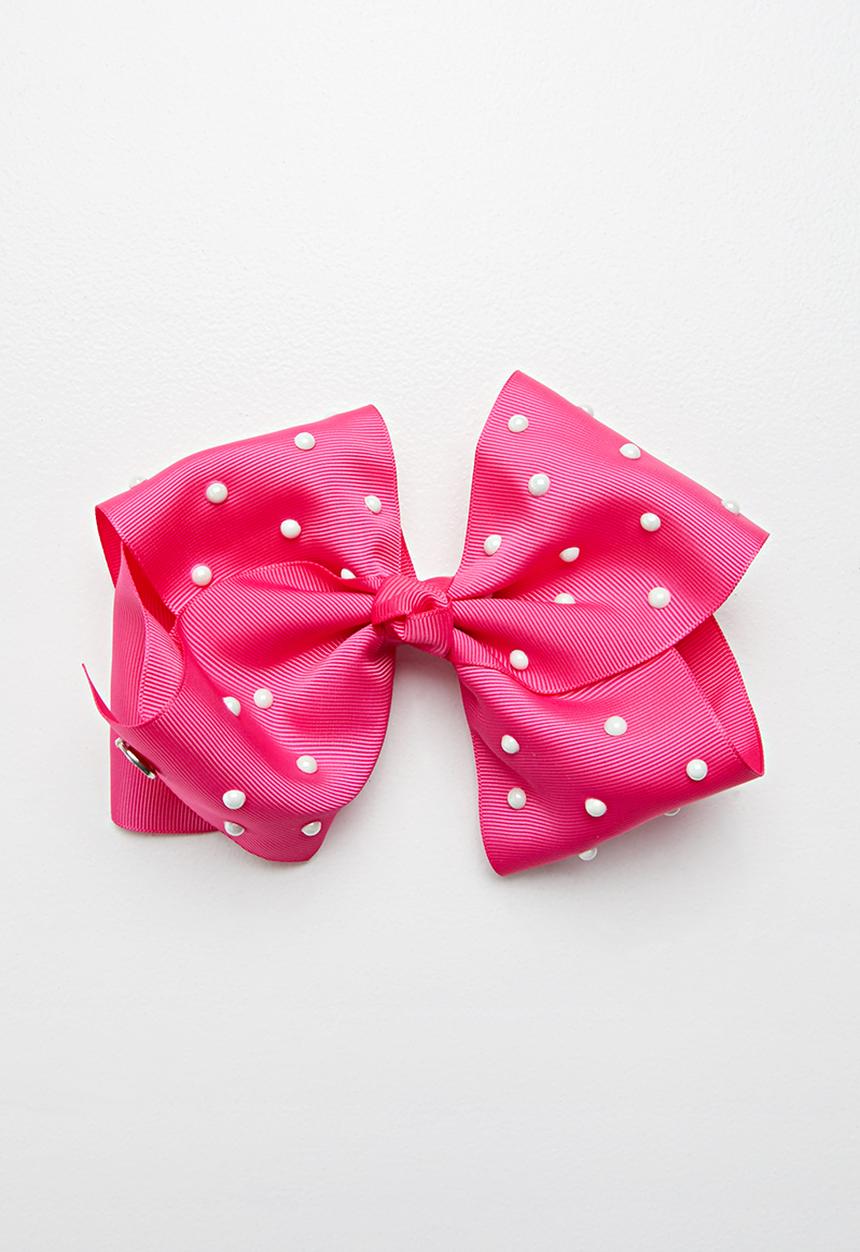 Pop Candy - Polka dot bow clip - pink & white