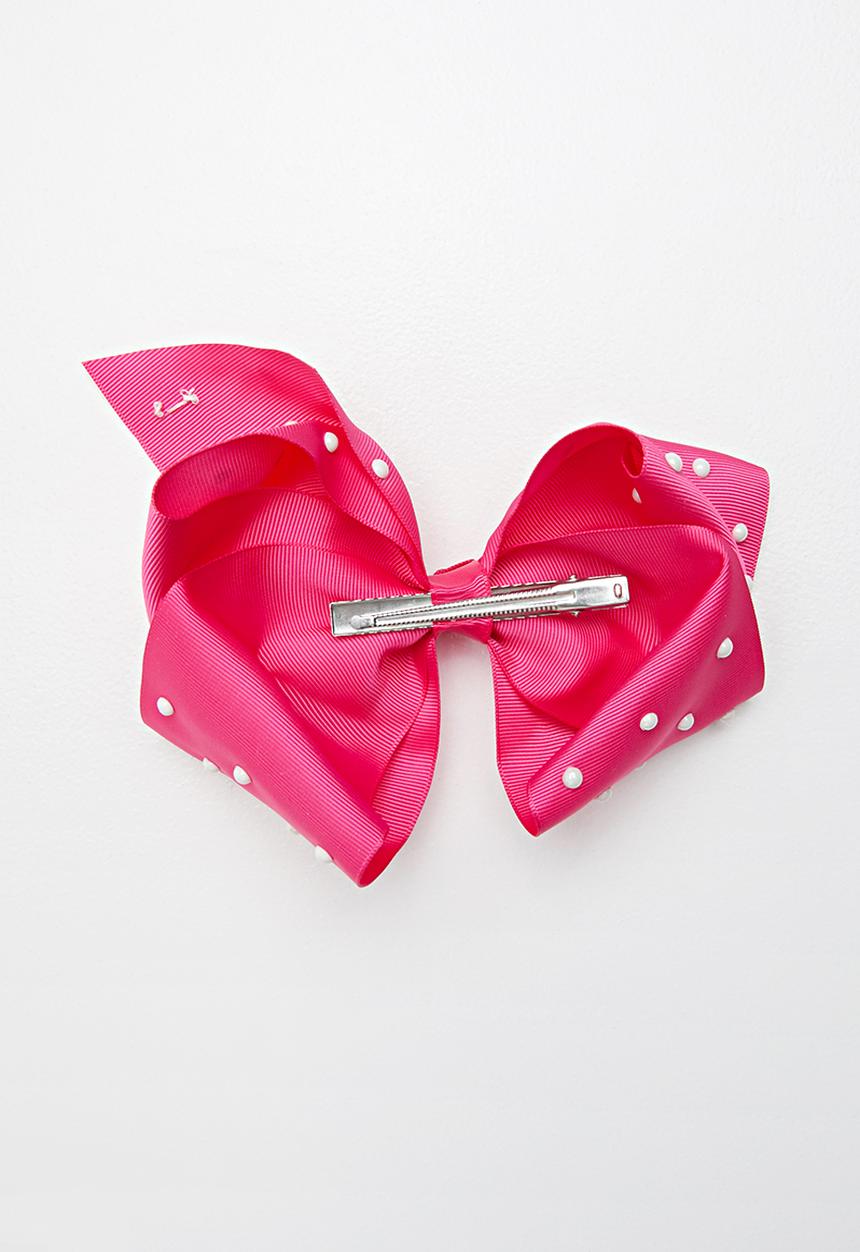 Pop Candy - Polka dot bow clip - pink & white