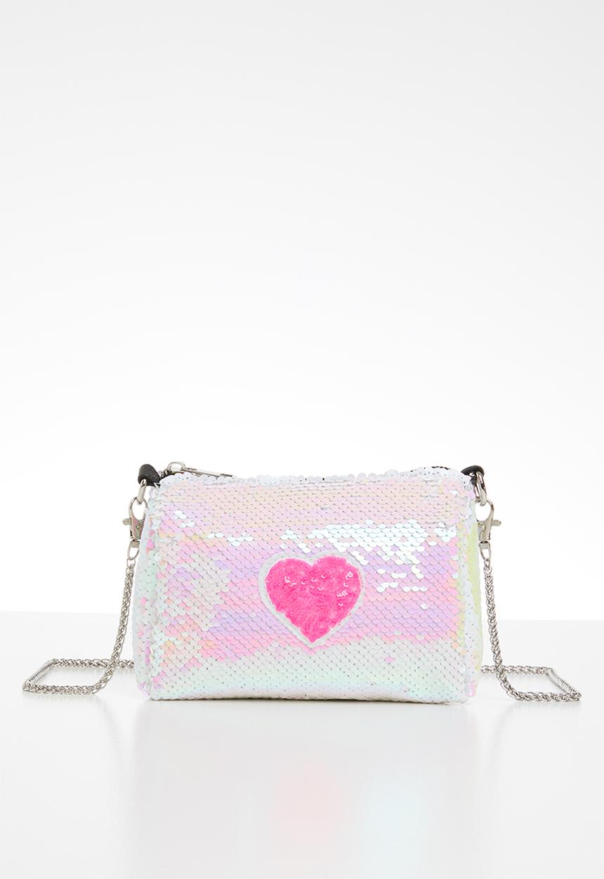 Pop Candy - Sling bag with heart applique - white & pink