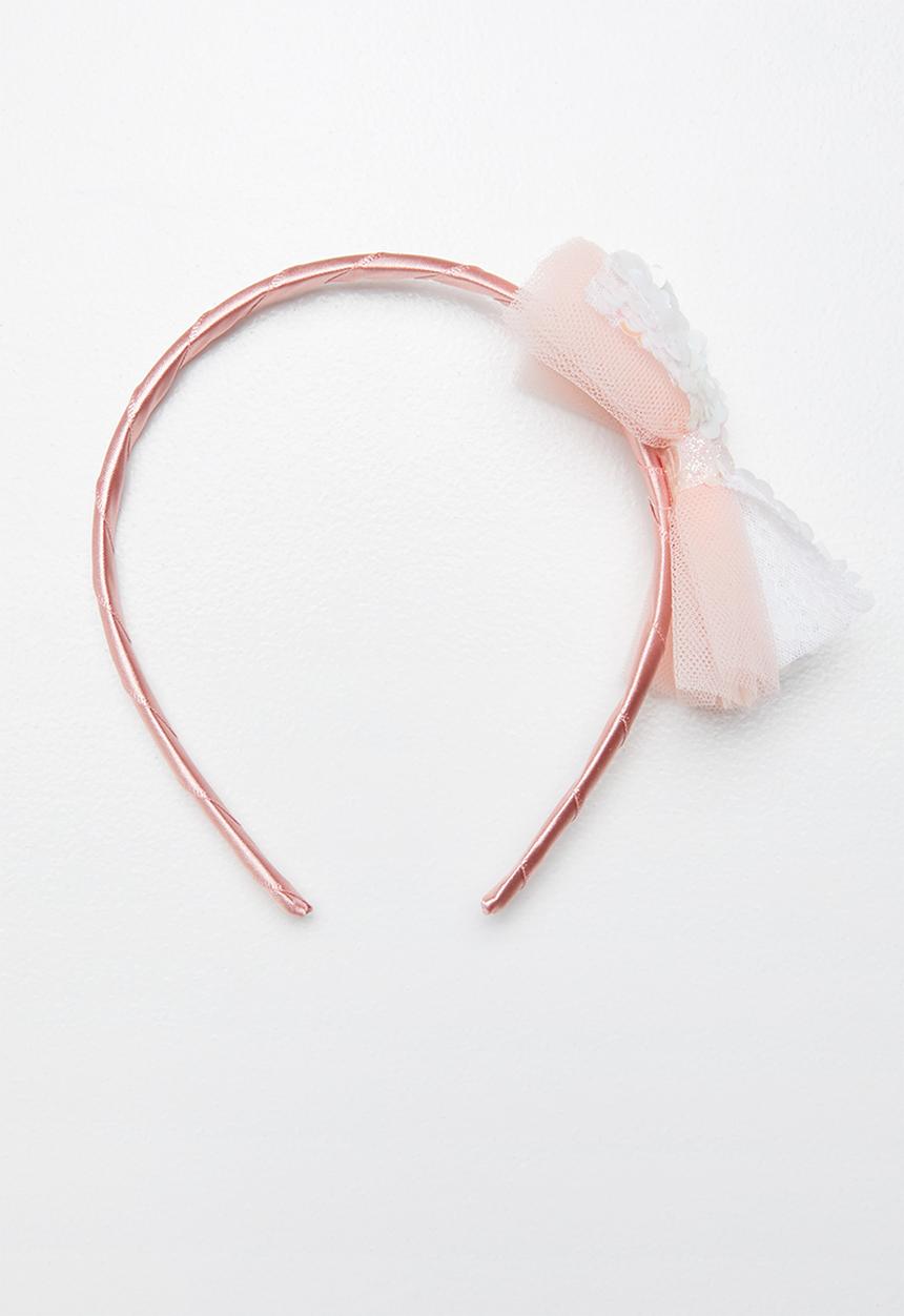 Pop Candy - Sequin bow aliceband - pink & white