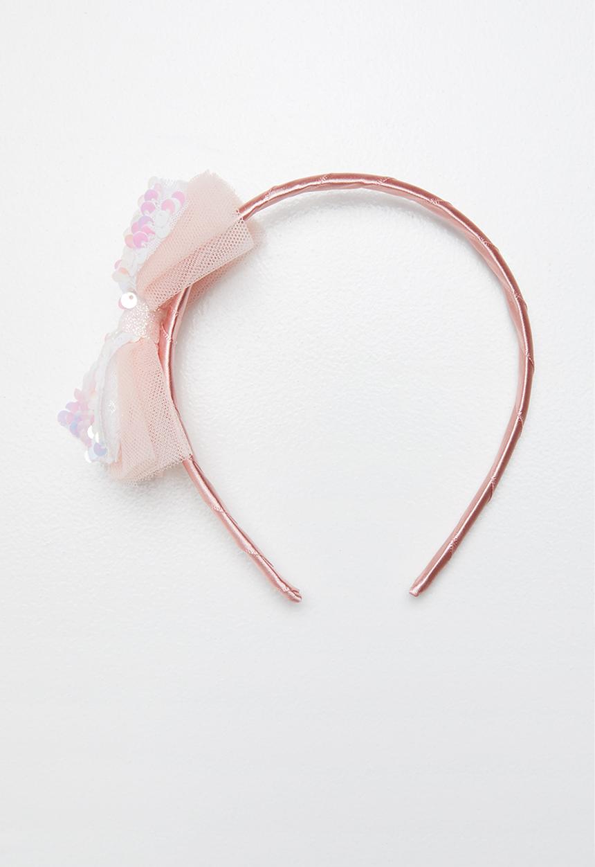 Pop Candy - Sequin bow aliceband - pink & white