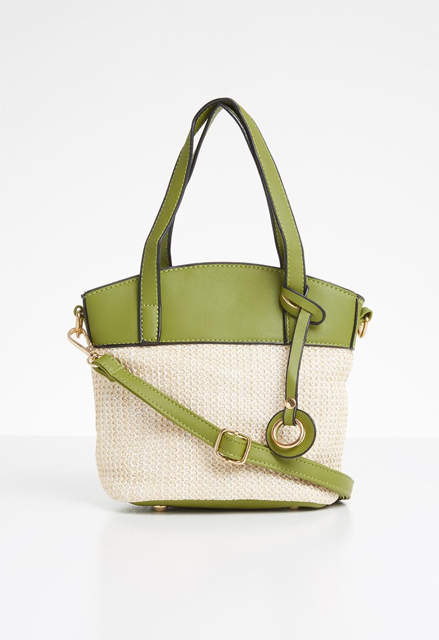STYLE REPUBLIC - Two-tone woven shoulder bag - beige & green 