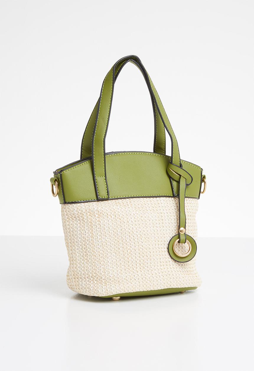 STYLE REPUBLIC - Two-tone woven shoulder bag - beige & green 