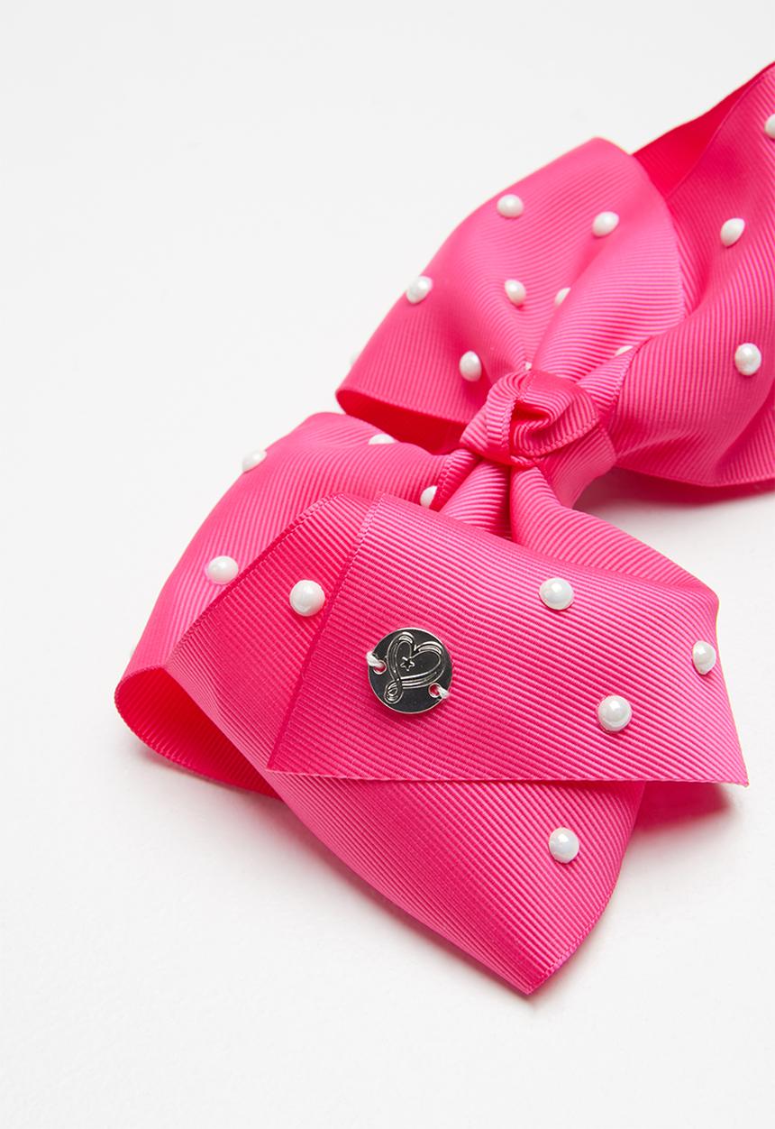 Pop Candy - Polka dot bow clip - pink & white