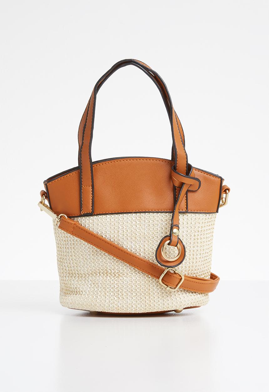 STYLE REPUBLIC - Two-tone woven shoulder bag - beige & tan 