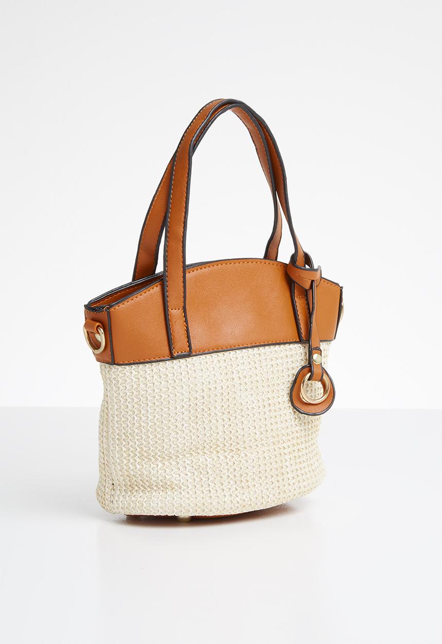 STYLE REPUBLIC - Two-tone woven shoulder bag - beige & tan 