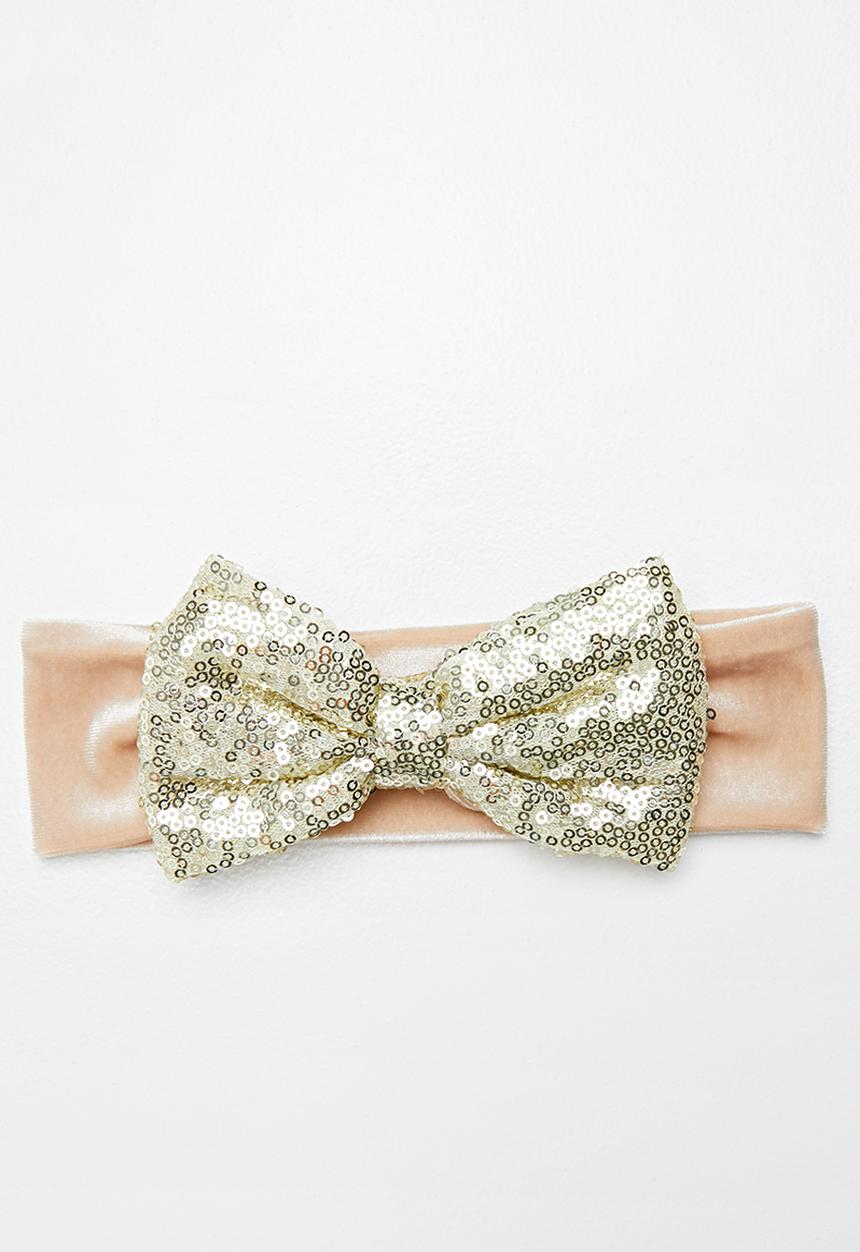 Pop Candy - Sequin bow headband - neutral & gold