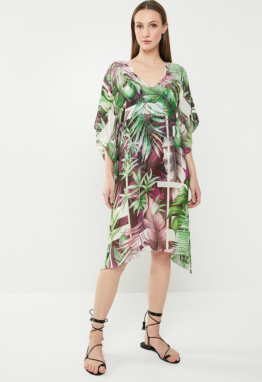 Lithe - Printed kaftan - green & purple 