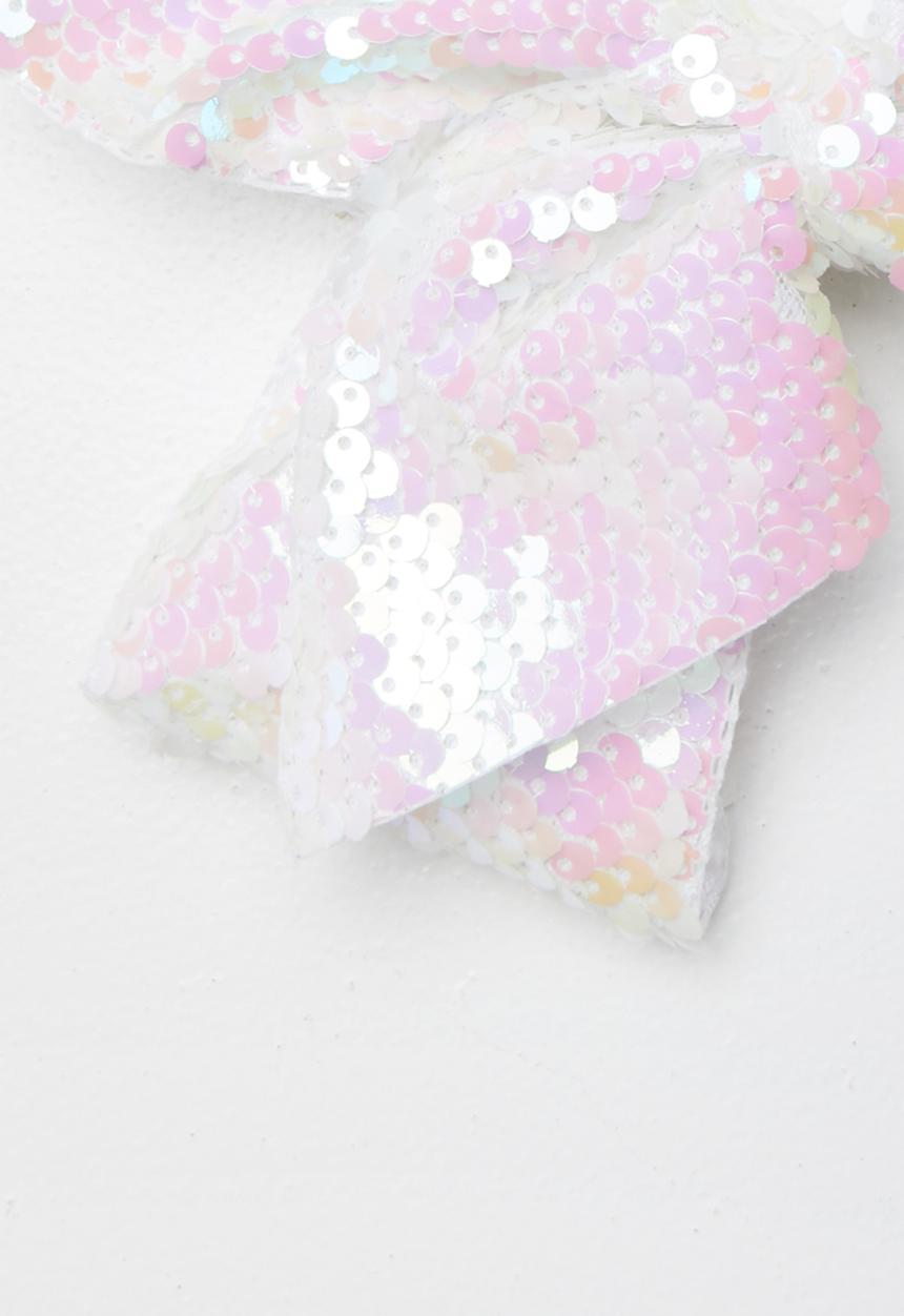 Pop Candy - Sequin bow clip - white & pink