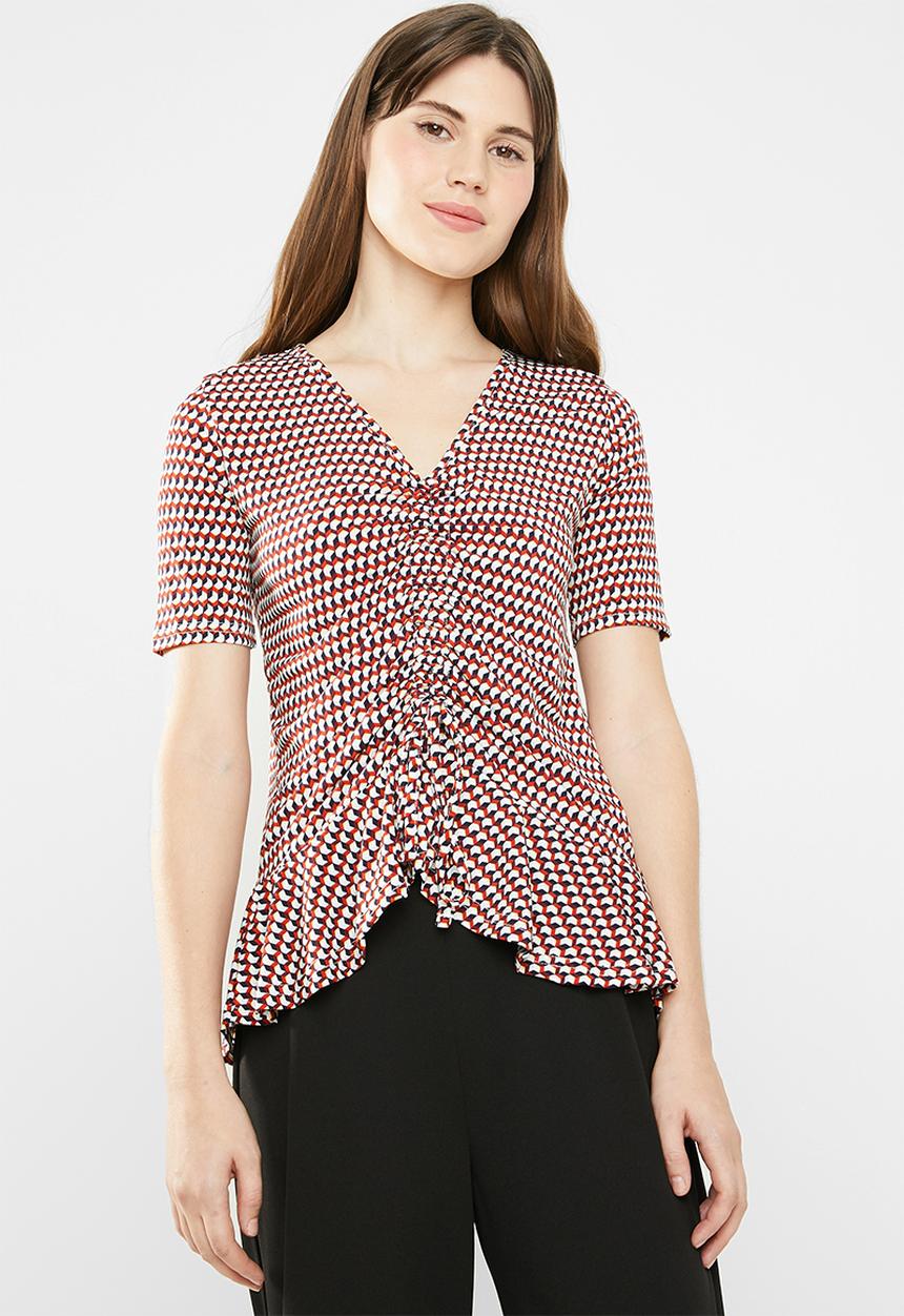 edit - Draw-cord peplum top - multi