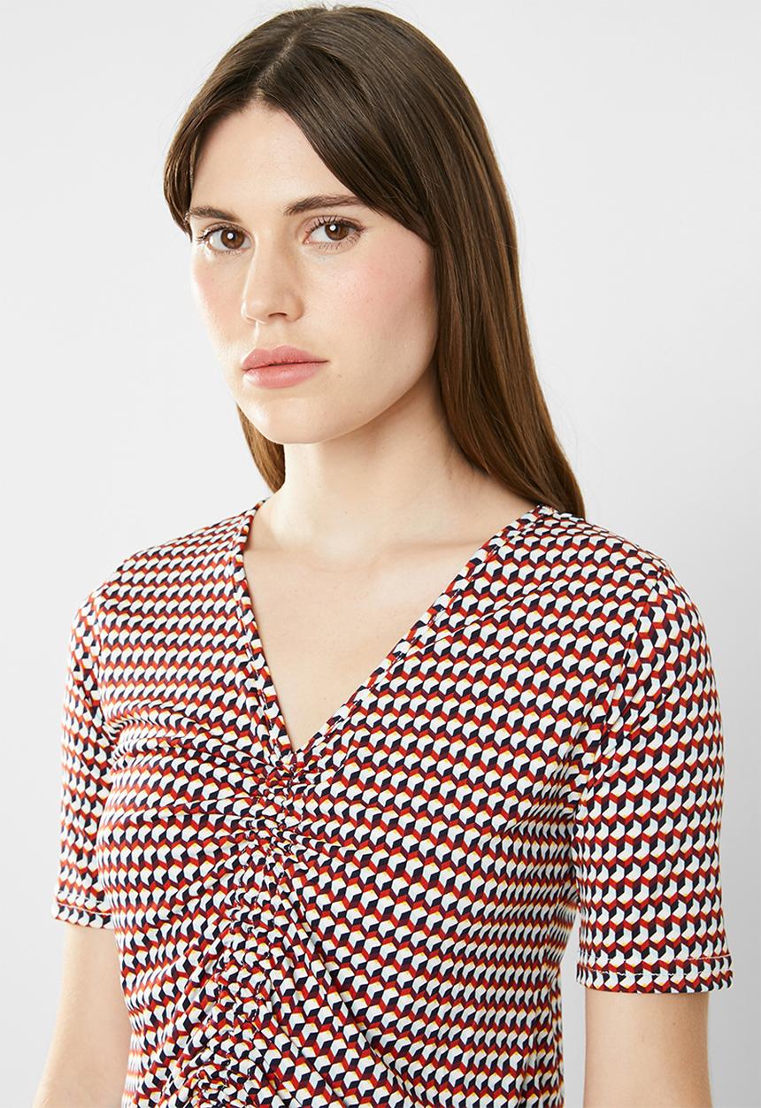 edit - Draw-cord peplum top - multi