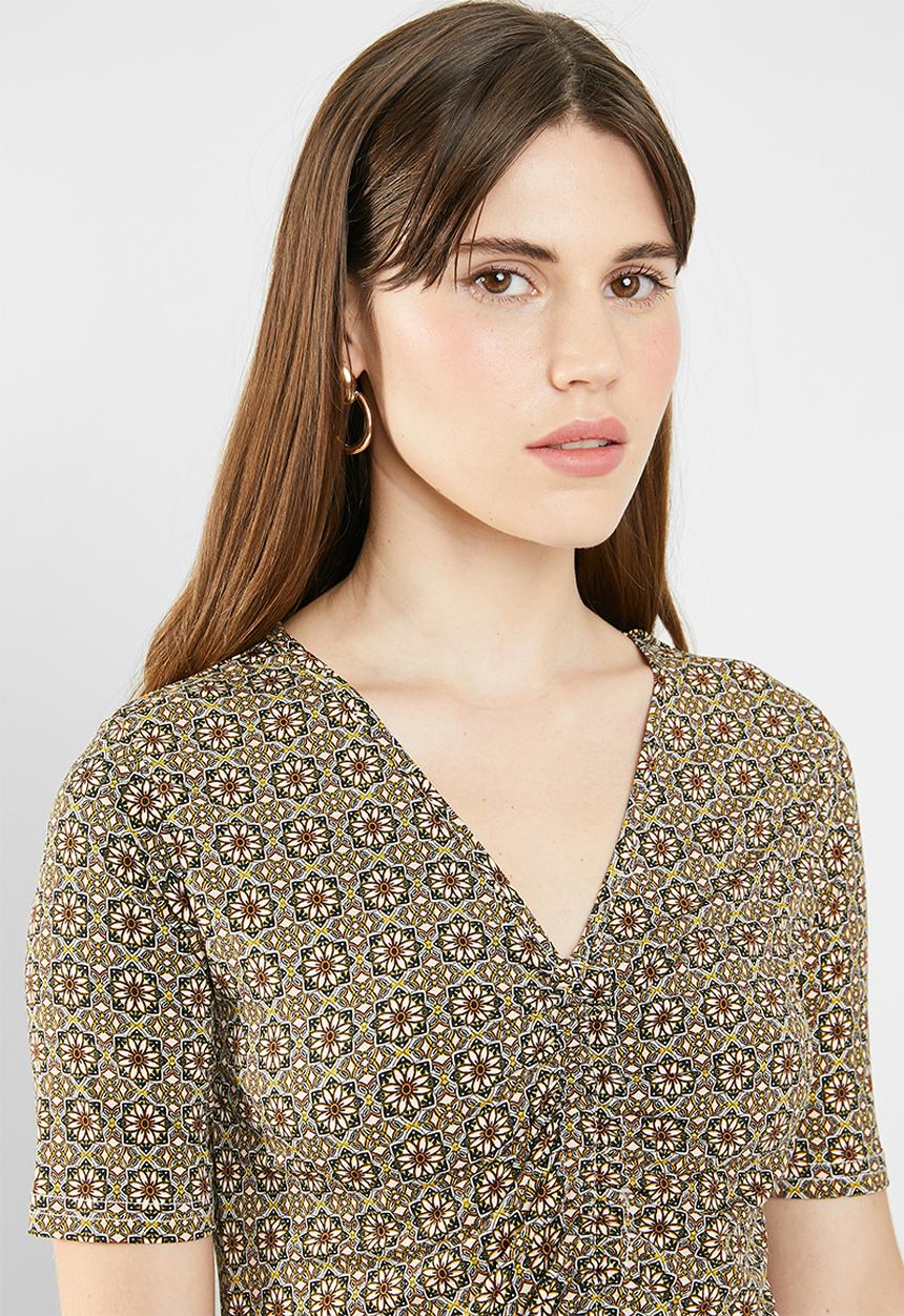 edit - Draw-cord peplum top - multi