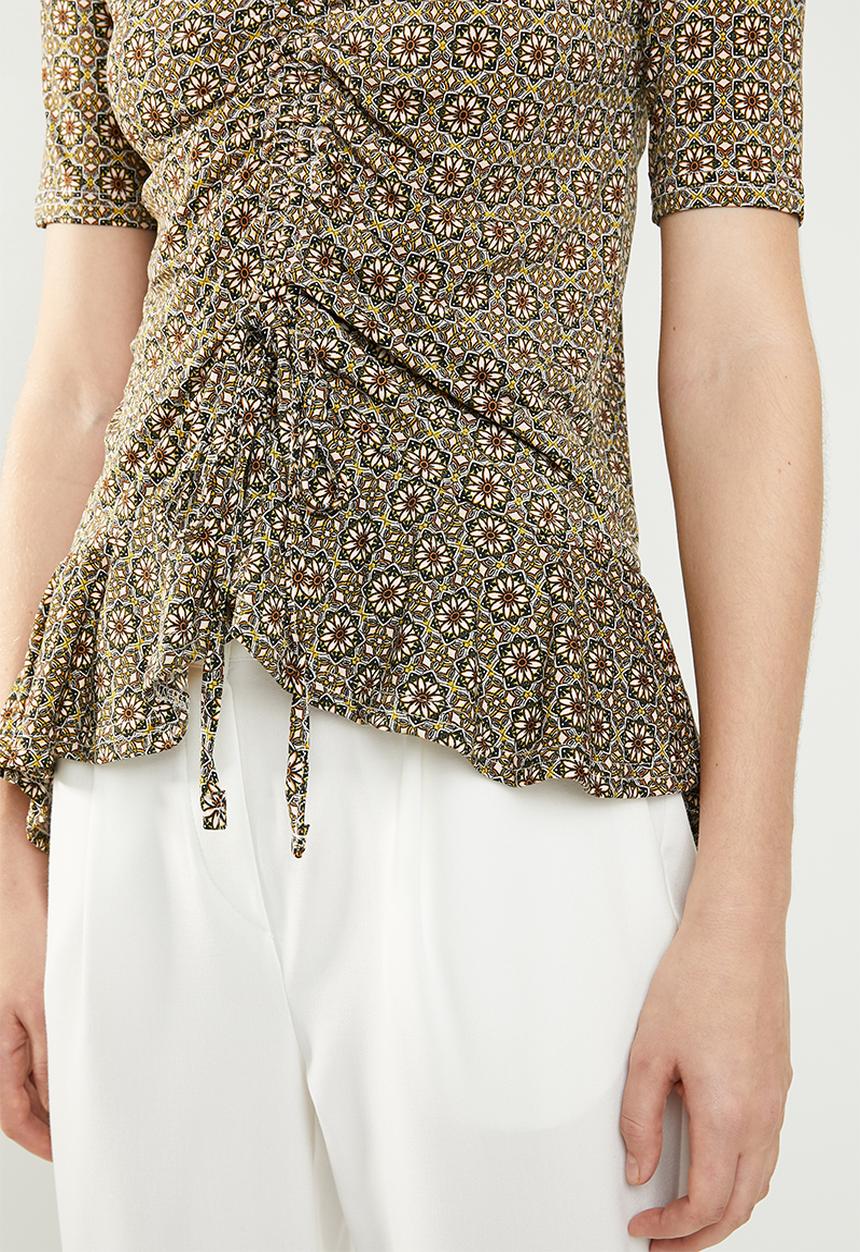 edit - Draw-cord peplum top - multi