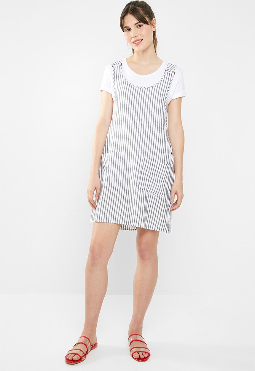 Cotton On - Woven utility pinafore dress - navy & white 