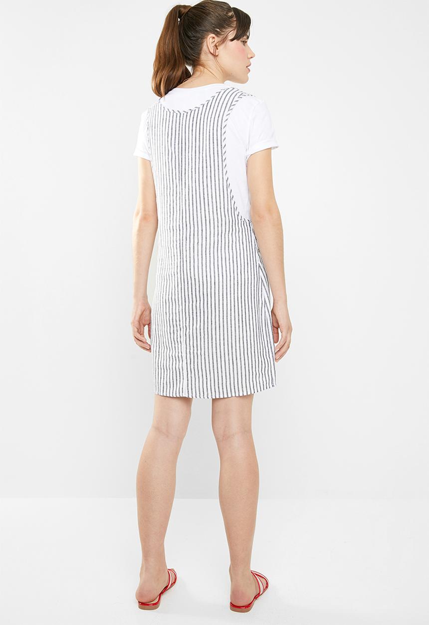 Cotton On - Woven utility pinafore dress - navy & white 