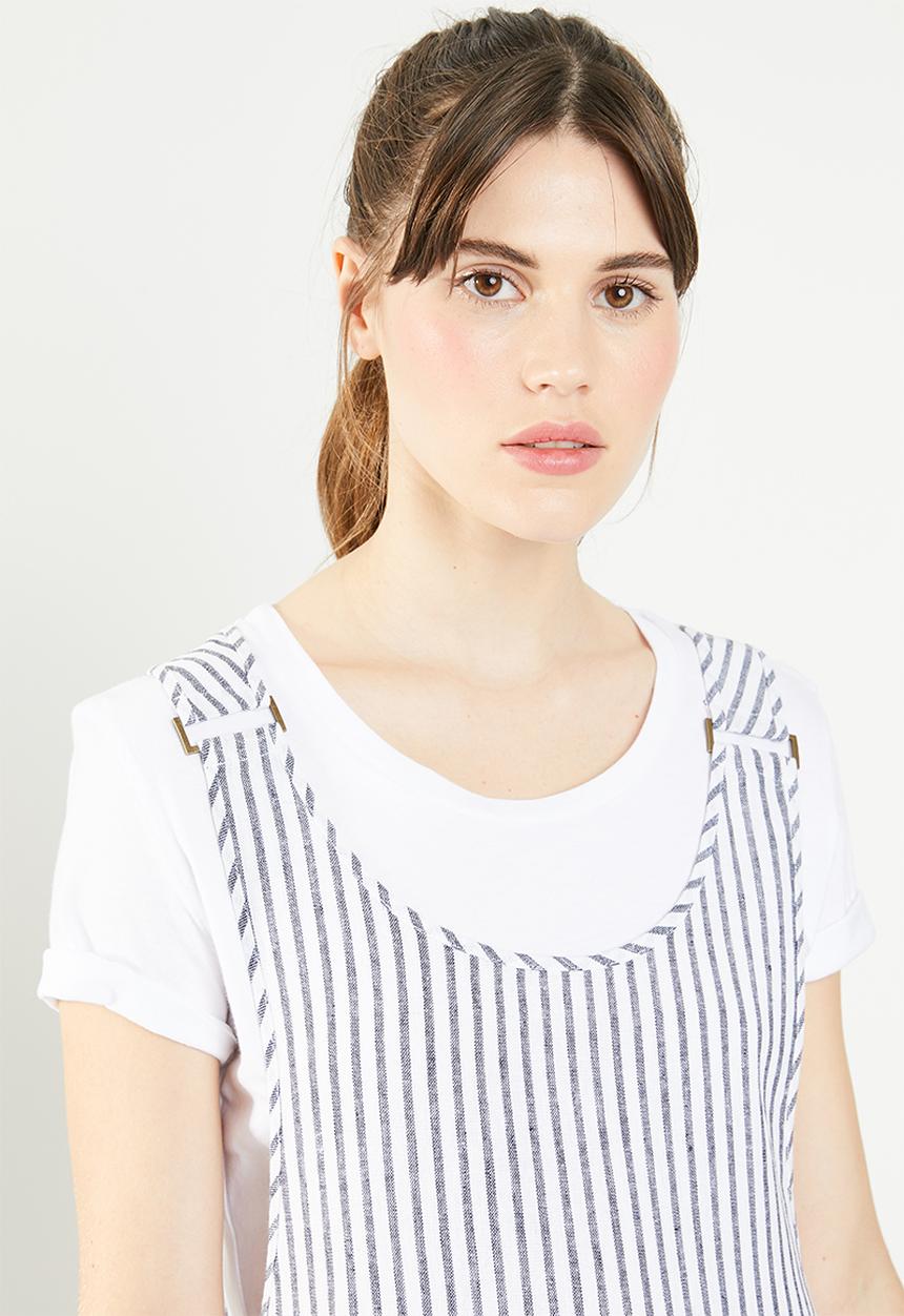 Cotton On - Woven utility pinafore dress - navy & white 
