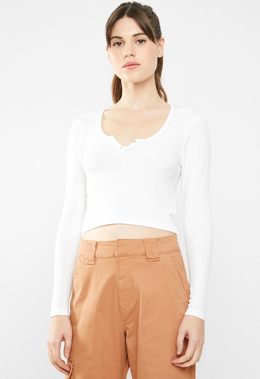 Cotton On - Gemima henley long sleeve top  - white