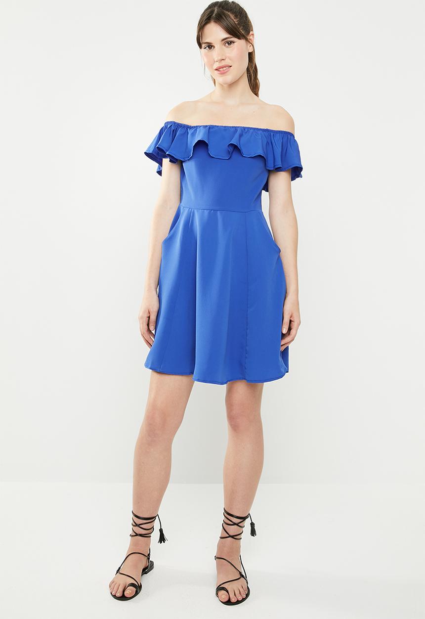 c(inch) - Bardot fit and flare dress - blue