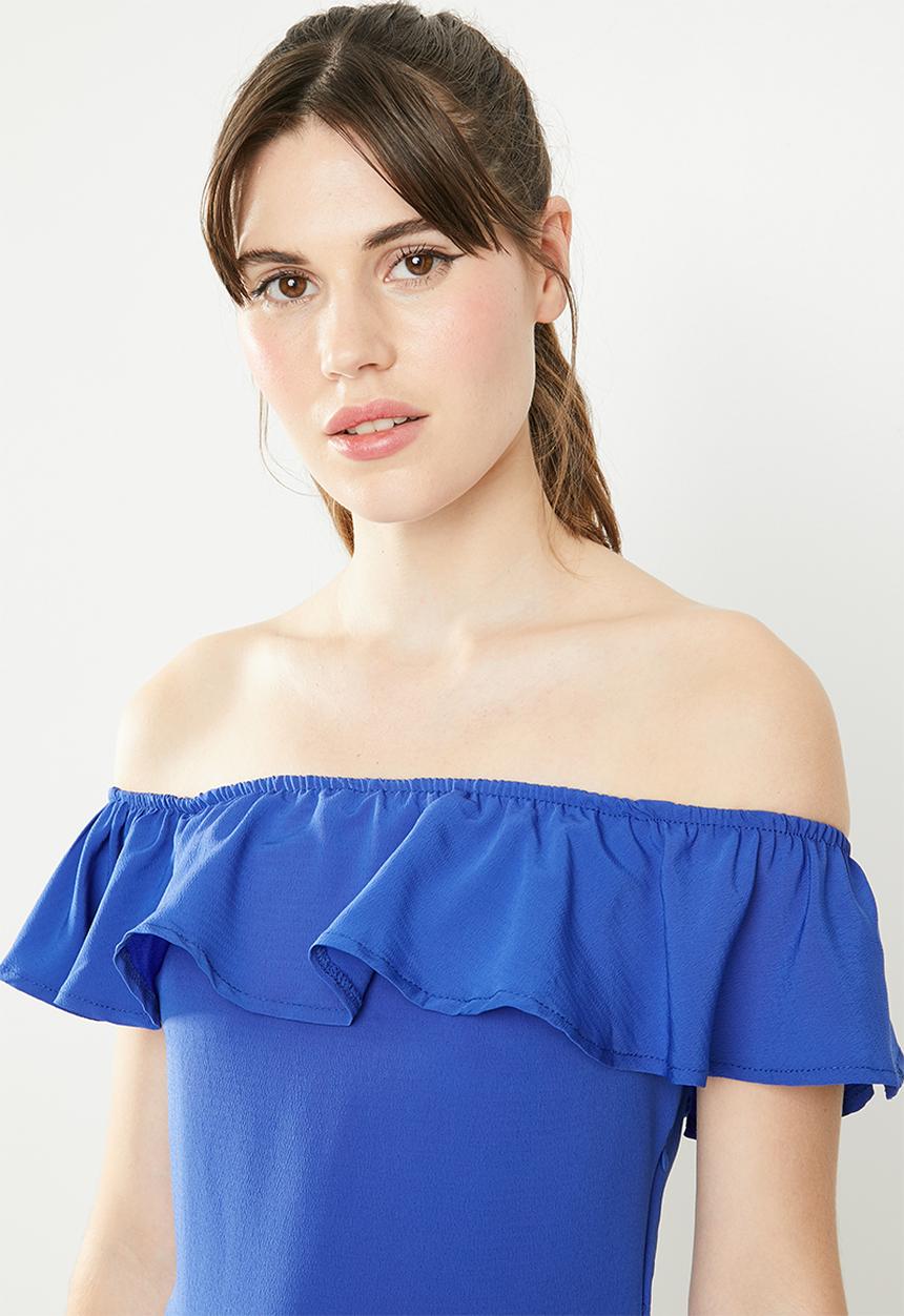 c(inch) - Bardot fit and flare dress - blue