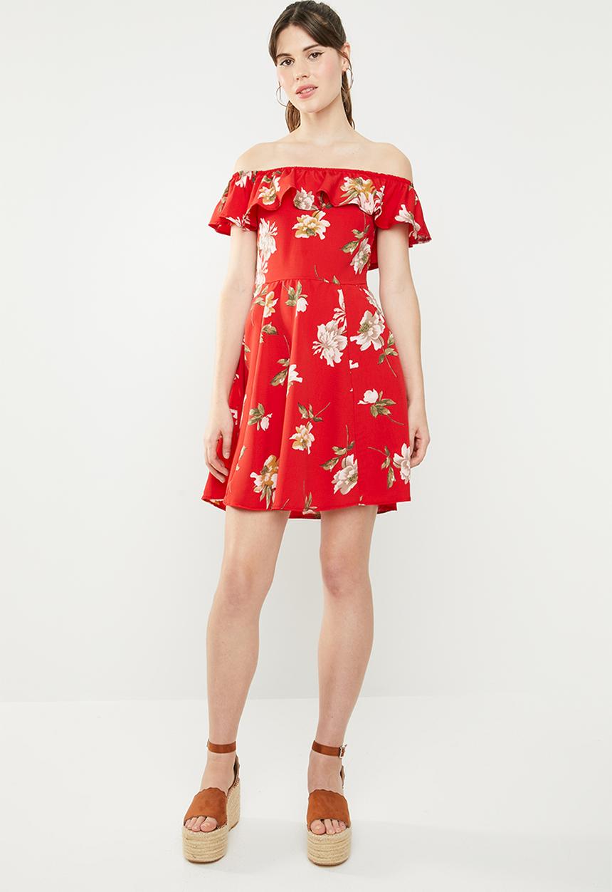 c(inch) - Bardot fit and flare dress - multi