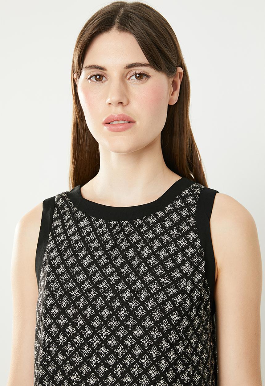 edit - Sleeveless tunic dress - black & white