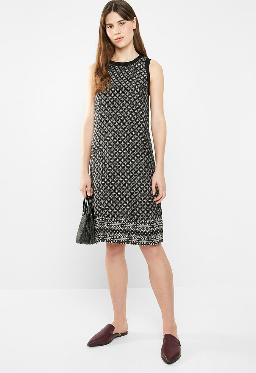 edit - Sleeveless tunic dress - black & white