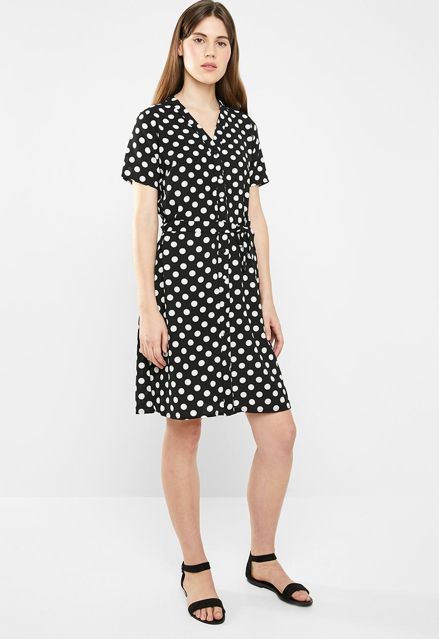 edit - Button down shirt dress - black & white