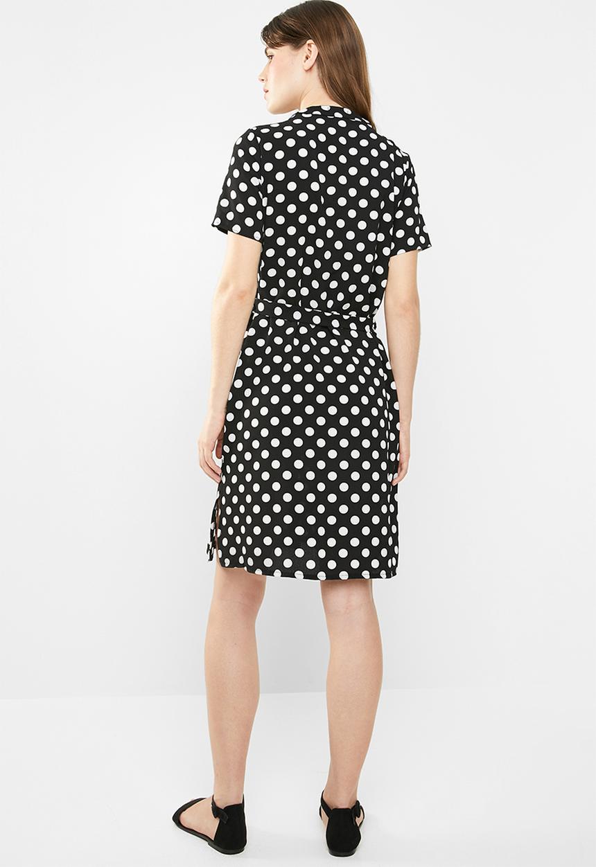 edit - Button down shirt dress - black & white