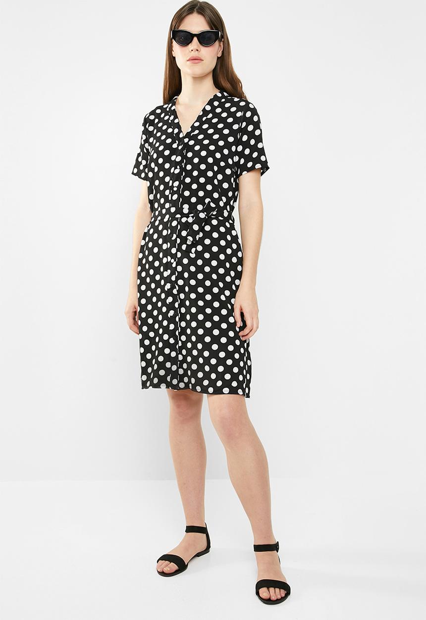 edit - Button down shirt dress - black & white