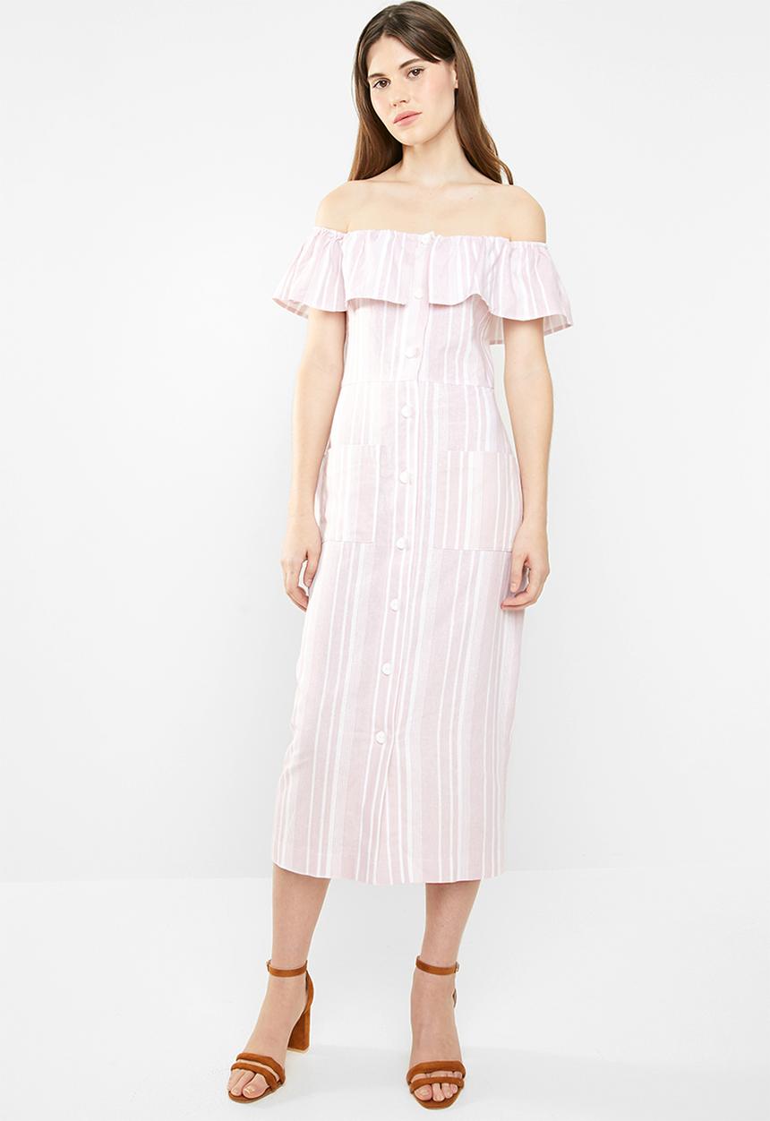 edit - Bardot linen blend dress - pink