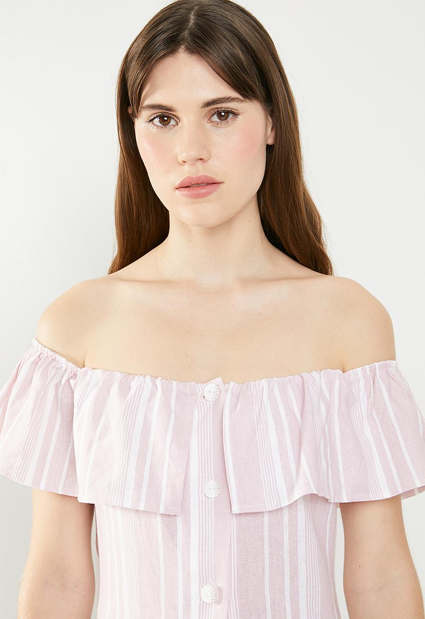 edit - Bardot linen blend dress - pink