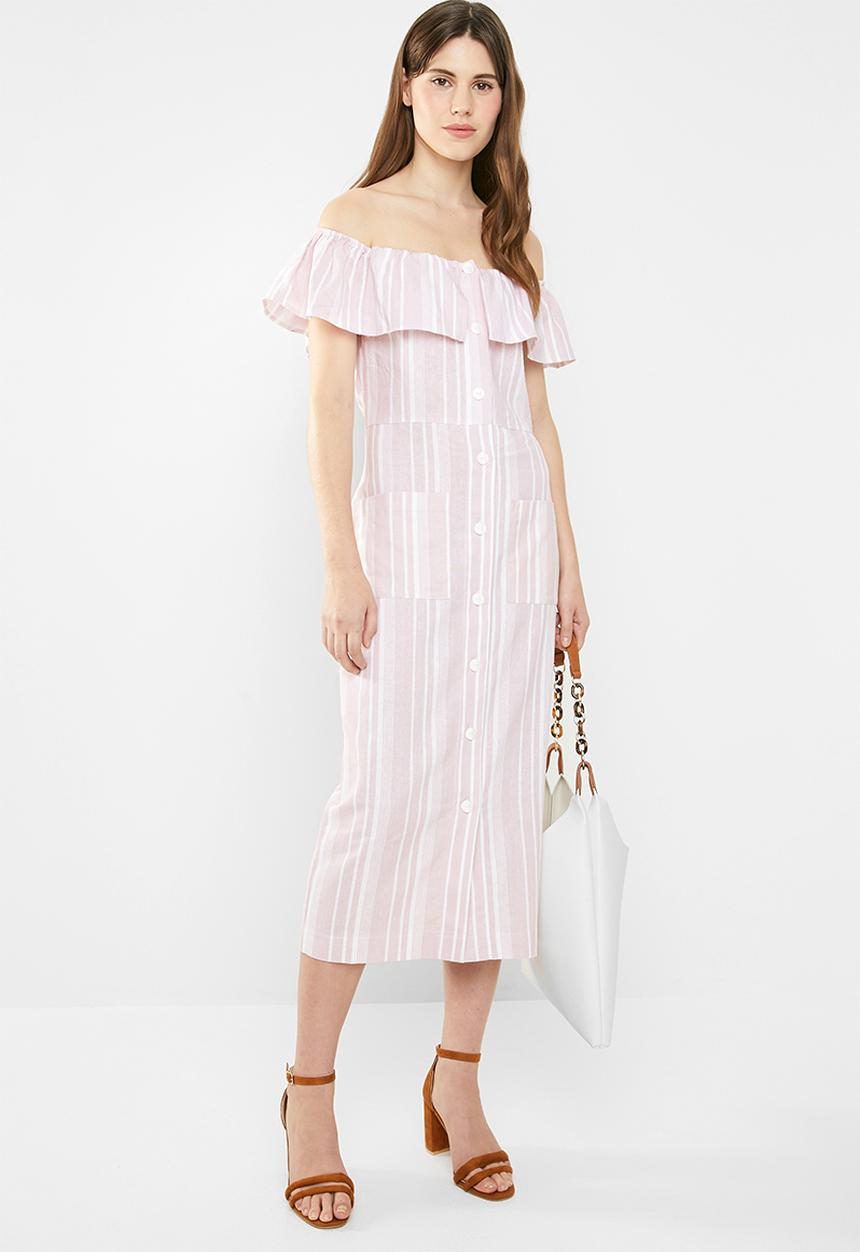 edit - Bardot linen blend dress - pink