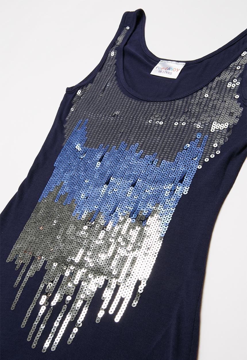 Pop Candy - Big girls sequin vest - navy