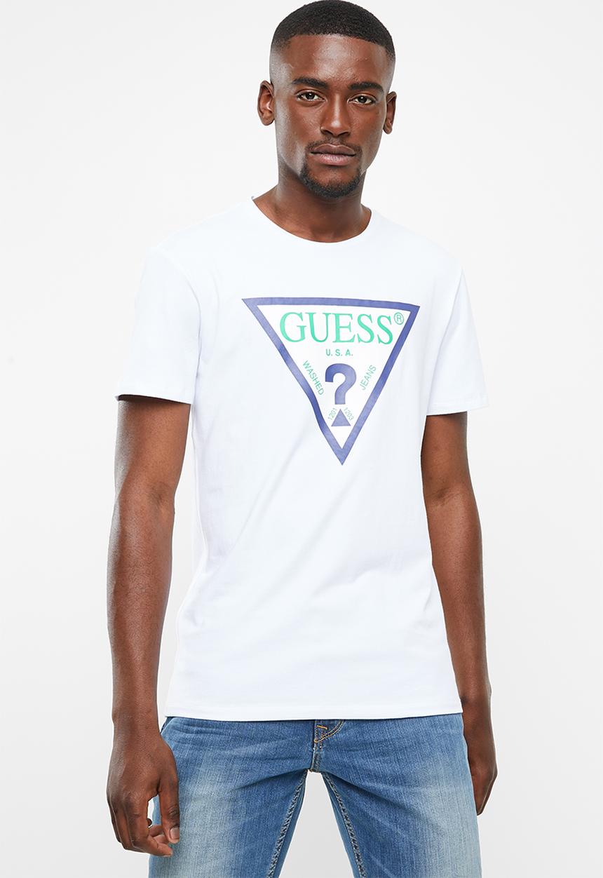 GUESS - Guess triangle rubber tee - white