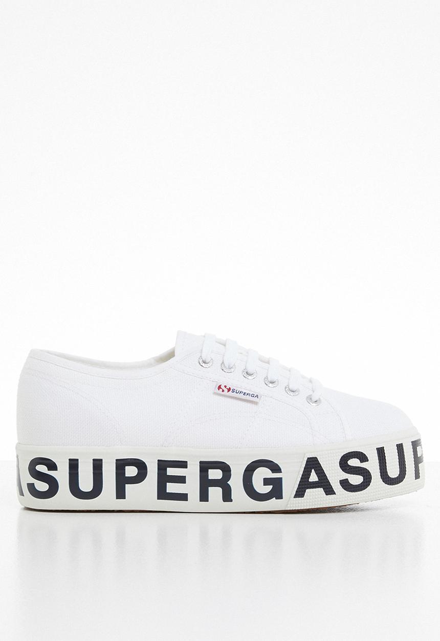 SUPERGA - Canvas flatform bold letters - white